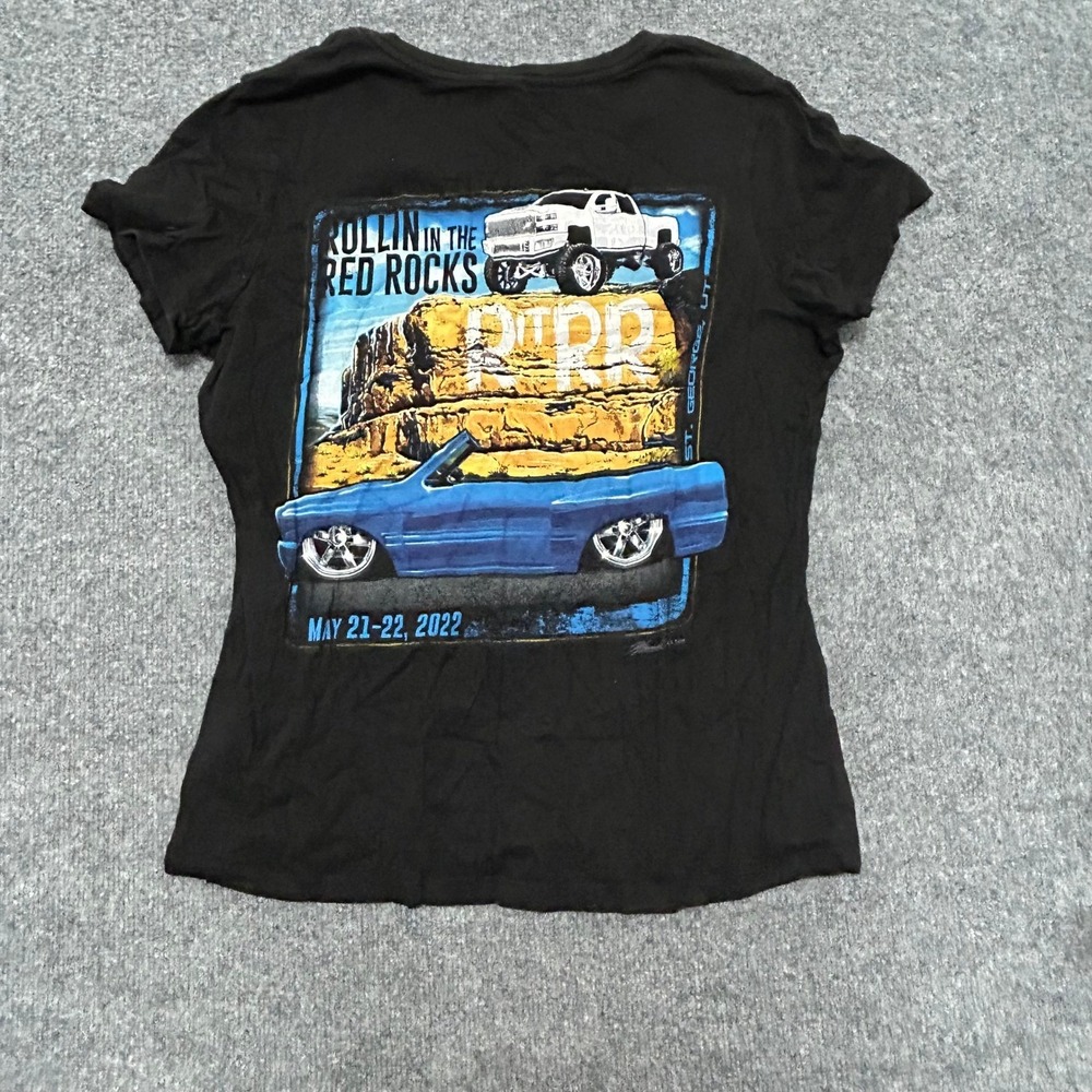 Next Level Apparel T-Shirt Womens XL Black Rollin In The Red Rocks Truck Graphic